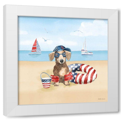 Summer Paws Patriotic III White Modern Wood Framed Art Print by Grove, Beth