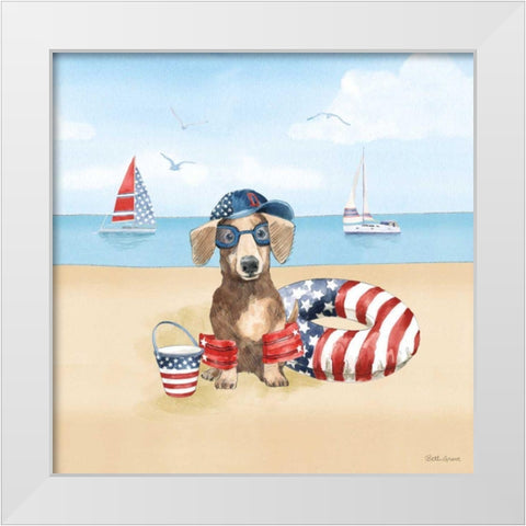 Summer Paws Patriotic III White Modern Wood Framed Art Print by Grove, Beth