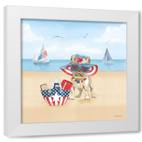 Summer Paws Patriotic IV White Modern Wood Framed Art Print by Grove, Beth