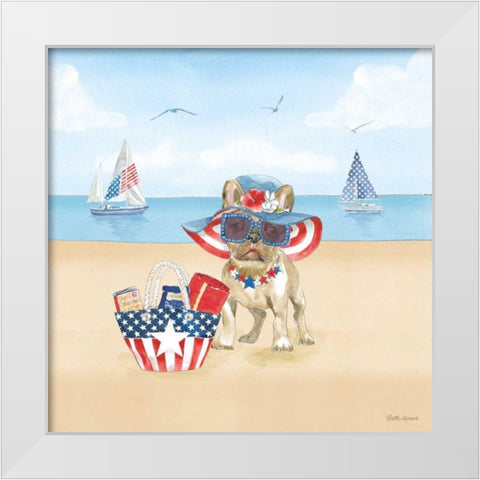 Summer Paws Patriotic IV White Modern Wood Framed Art Print by Grove, Beth