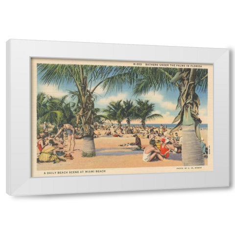 Beach Postcard III White Modern Wood Framed Art Print by Wild Apple Portfolio