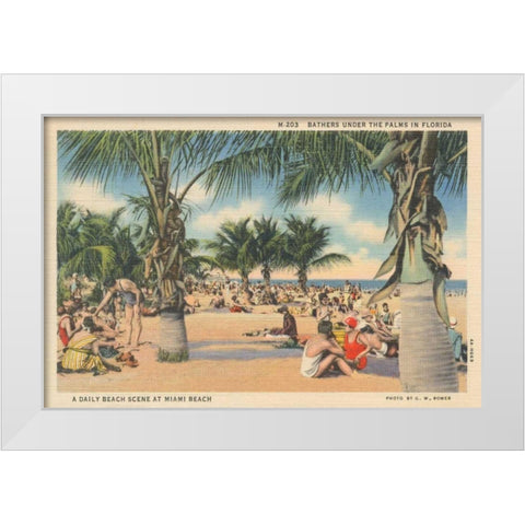 Beach Postcard III White Modern Wood Framed Art Print by Wild Apple Portfolio