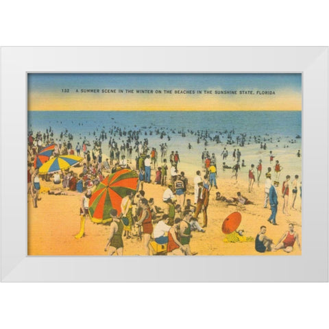 Beach Postcard IV White Modern Wood Framed Art Print by Wild Apple Portfolio