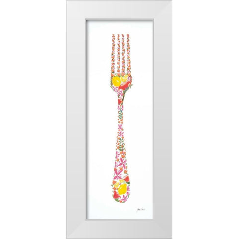 Floral Fork White Modern Wood Framed Art Print by Davis, Joan E.