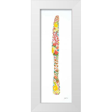 Floral Knife White Modern Wood Framed Art Print by Davis, Joan E.