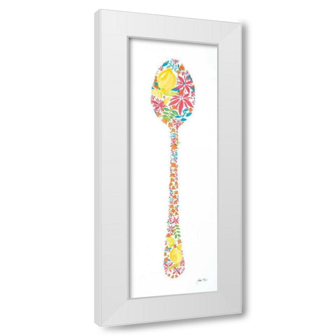 Floral Spoon White Modern Wood Framed Art Print by Davis, Joan E.