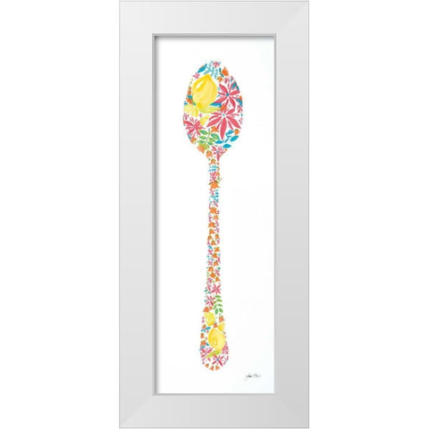 Floral Spoon White Modern Wood Framed Art Print by Davis, Joan E.