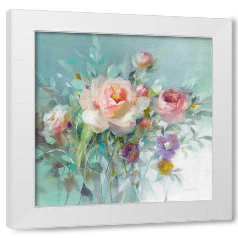 Summer Garden Roses White Modern Wood Framed Art Print by Nai, Danhui