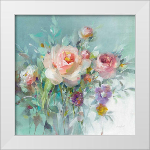 Summer Garden Roses White Modern Wood Framed Art Print by Nai, Danhui