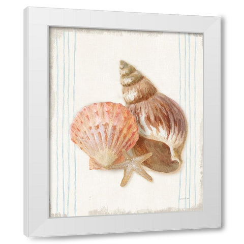 Floursack Nautical Shells I White Modern Wood Framed Art Print by Nai, Danhui