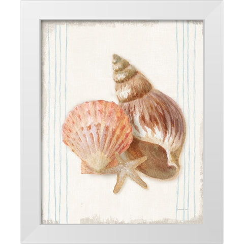 Floursack Nautical Shells I White Modern Wood Framed Art Print by Nai, Danhui