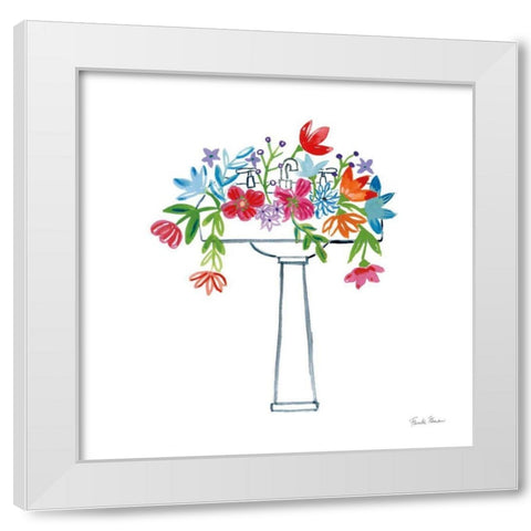 Floral Bathroom II White Modern Wood Framed Art Print by Zaman, Farida