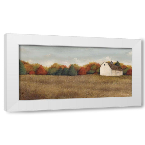 White Barn in Field Neutral White Modern Wood Framed Art Print by Brown, David Carter