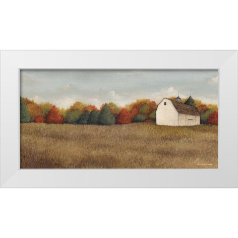 White Barn in Field Neutral White Modern Wood Framed Art Print by Brown, David Carter