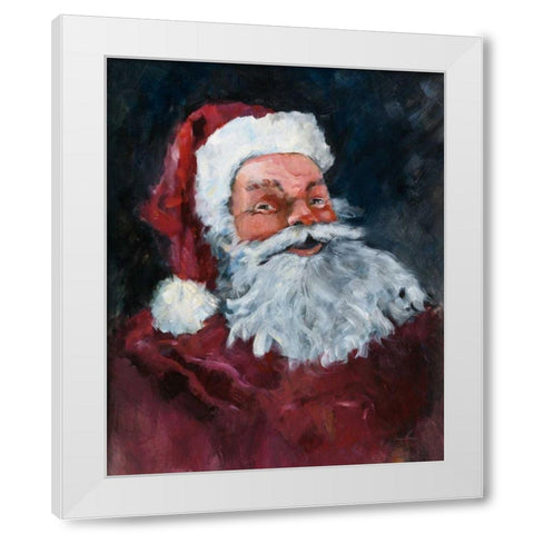 Jolly Santa White Modern Wood Framed Art Print by Tillmon, Avery