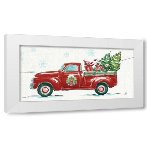 Christmas in the Country iv - Wreath Truck Crop White Modern Wood Framed Art Print by Brissonnet, Daphne