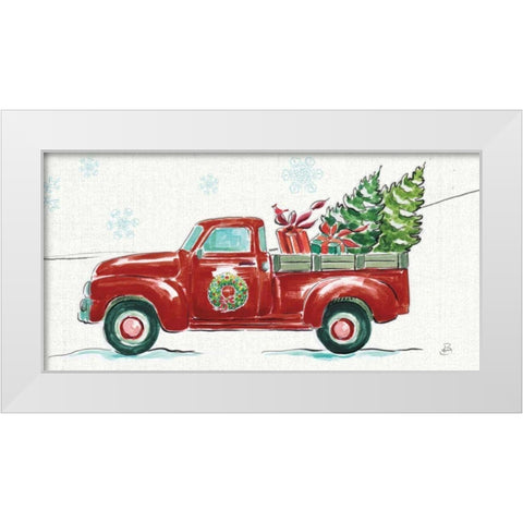 Christmas in the Country iv - Wreath Truck Crop White Modern Wood Framed Art Print by Brissonnet, Daphne