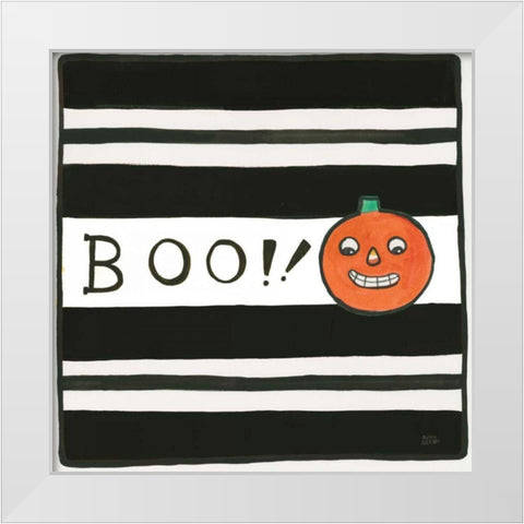 Boo White Modern Wood Framed Art Print by Averinos, Melissa