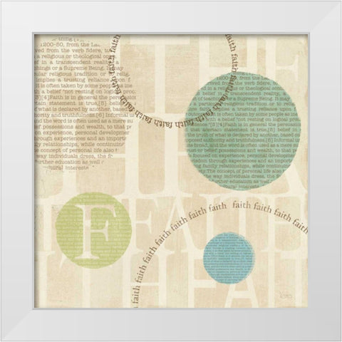 Circle of Words - Faith White Modern Wood Framed Art Print by Charron, Veronique