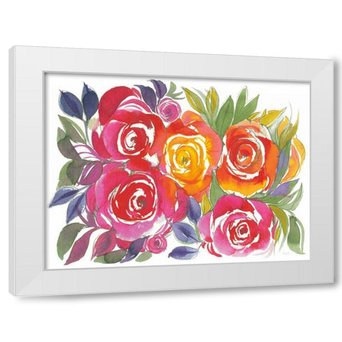 Bold Roses I White Modern Wood Framed Art Print by Rice, Kristy