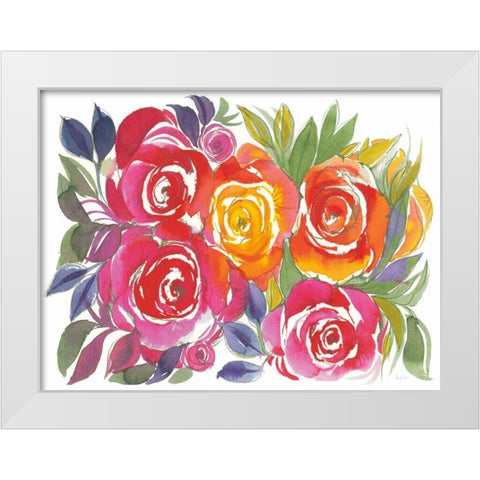 Bold Roses I White Modern Wood Framed Art Print by Rice, Kristy