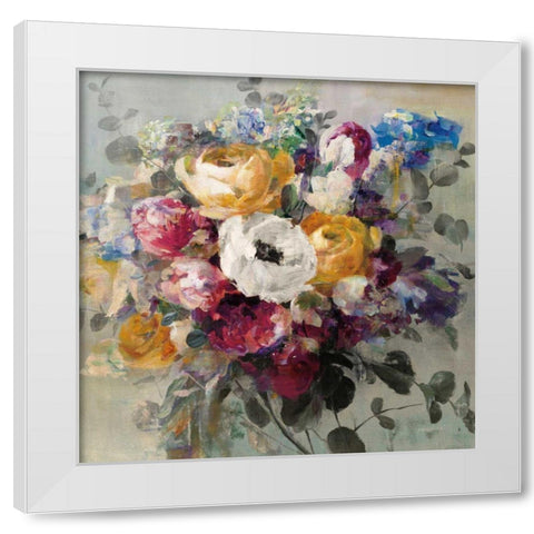 Fall Bouquet Neutral White Modern Wood Framed Art Print by Nai, Danhui