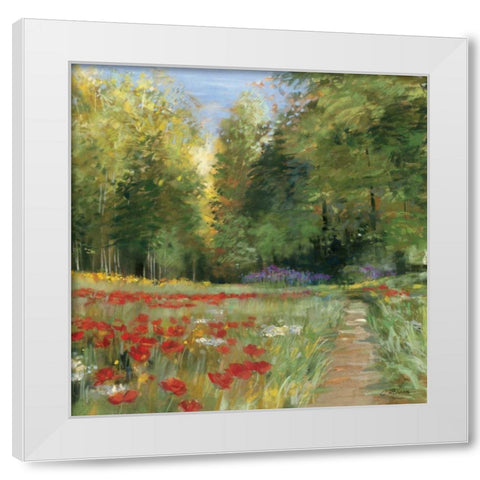 Field of Flowers White Modern Wood Framed Art Print by Rowan, Carol
