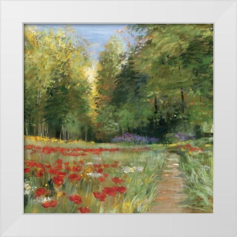 Field of Flowers White Modern Wood Framed Art Print by Rowan, Carol