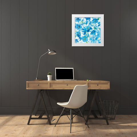 Scattered Floral White Modern Wood Framed Art Print by Nai, Danhui