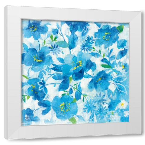 Scattered Floral White Modern Wood Framed Art Print by Nai, Danhui
