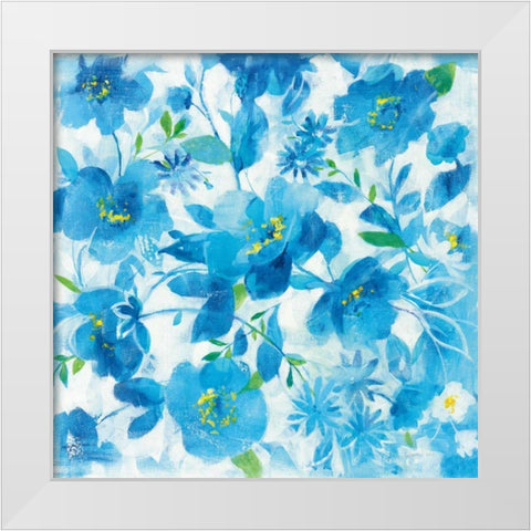 Scattered Floral White Modern Wood Framed Art Print by Nai, Danhui