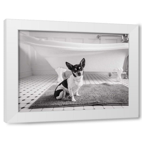 Bath Time White Modern Wood Framed Art Print by Aledanda