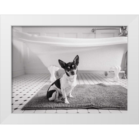 Bath Time White Modern Wood Framed Art Print by Aledanda
