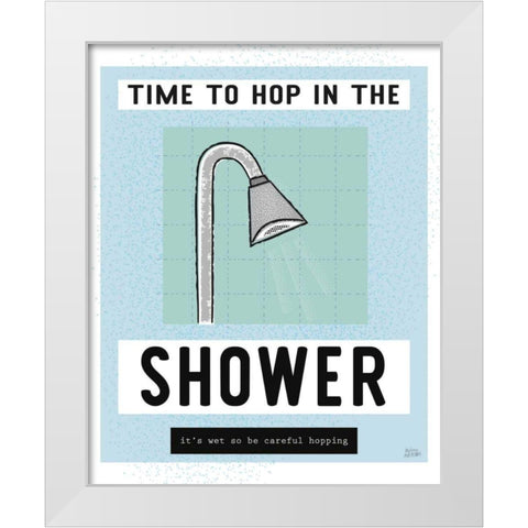 Shower Hopping White Modern Wood Framed Art Print by Averinos, Melissa
