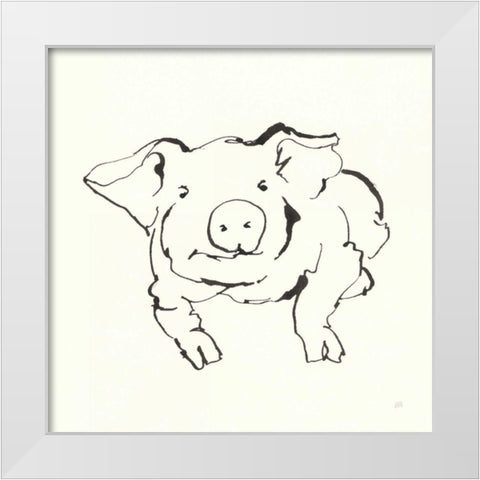 Line Pig II White Modern Wood Framed Art Print by Paschke, Chris