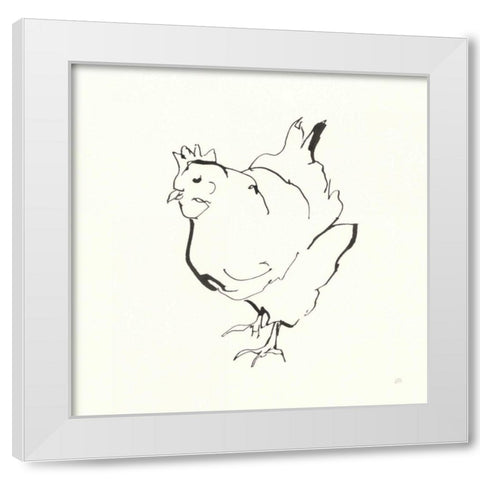 Line Chicken II White Modern Wood Framed Art Print by Paschke, Chris