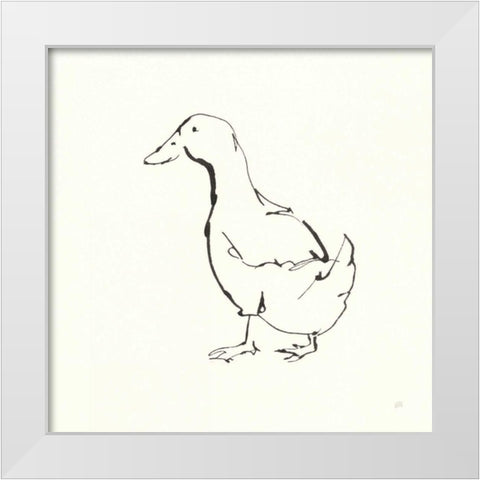 Line Duck I White Modern Wood Framed Art Print by Paschke, Chris