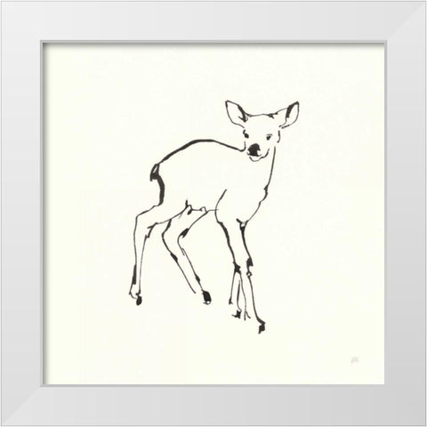 Line Fawn White Modern Wood Framed Art Print by Paschke, Chris