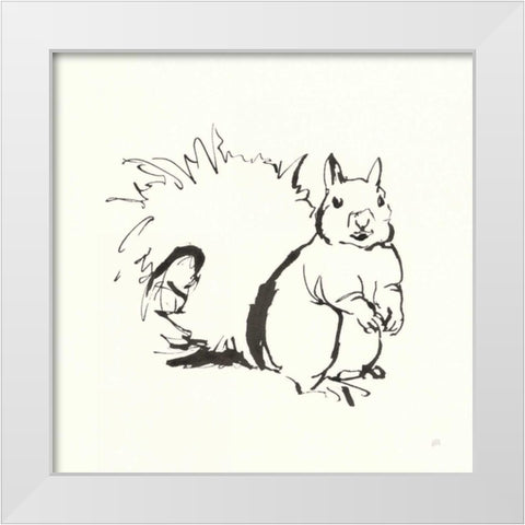 Line Squirrel White Modern Wood Framed Art Print by Paschke, Chris