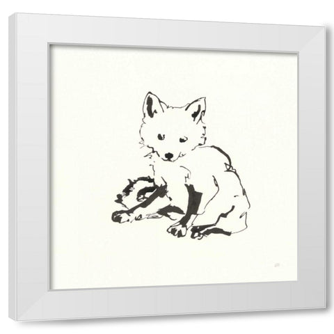 Line Fox White Modern Wood Framed Art Print by Paschke, Chris