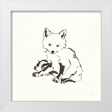 Line Fox White Modern Wood Framed Art Print by Paschke, Chris