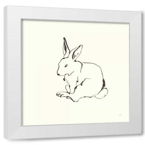 Line Bunny I White Modern Wood Framed Art Print by Paschke, Chris
