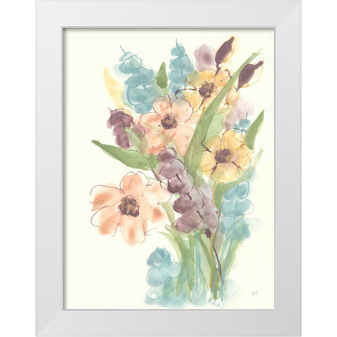 Earthy Bouquet I White Modern Wood Framed Art Print by Paschke, Chris