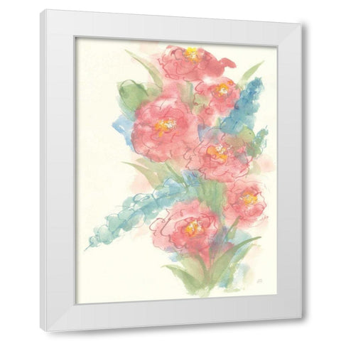 Peony Bouquet I White Modern Wood Framed Art Print by Paschke, Chris