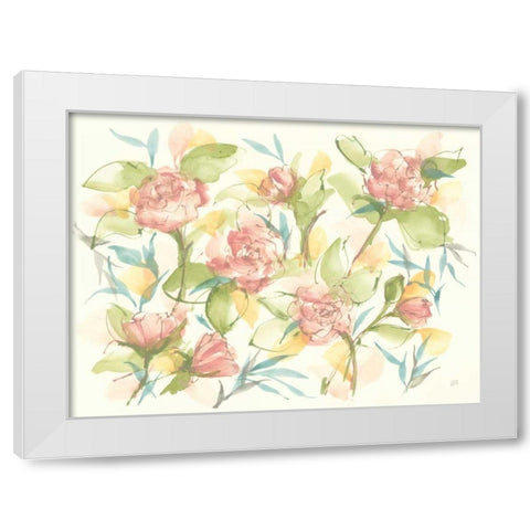 Blush Camellias White Modern Wood Framed Art Print by Paschke, Chris
