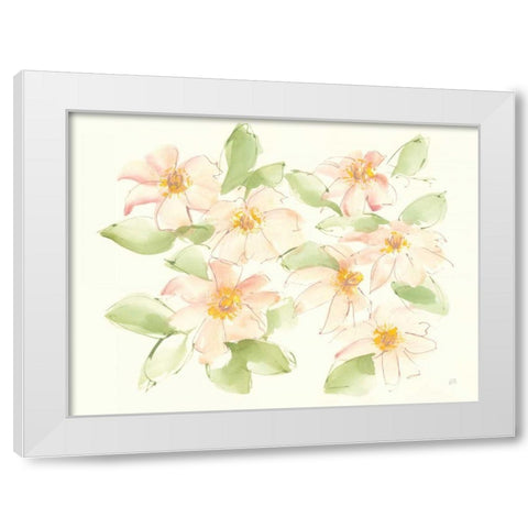 Creme Clematis White Modern Wood Framed Art Print by Paschke, Chris