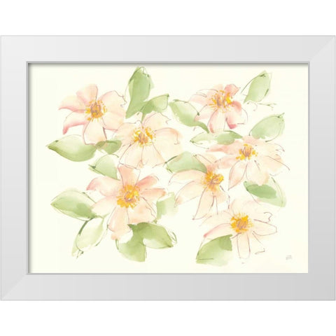 Creme Clematis White Modern Wood Framed Art Print by Paschke, Chris