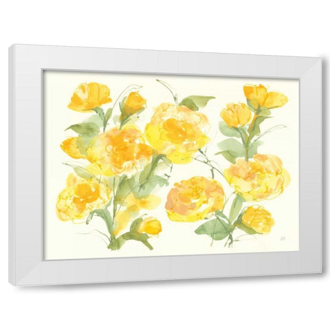 Sunshine Peonies White Modern Wood Framed Art Print by Paschke, Chris