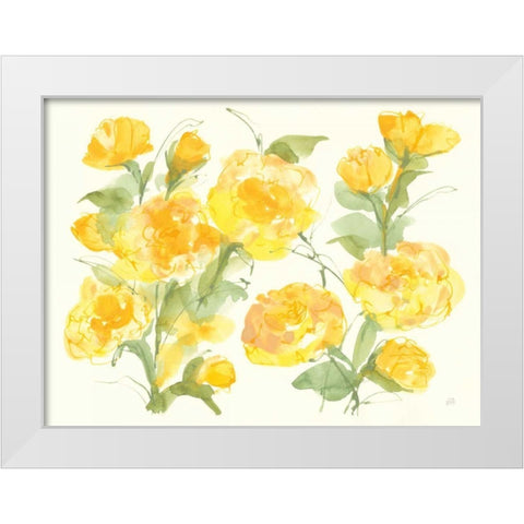 Sunshine Peonies White Modern Wood Framed Art Print by Paschke, Chris