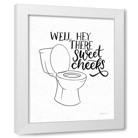 Bathroom Puns III White Modern Wood Framed Art Print by Thorns, Becky